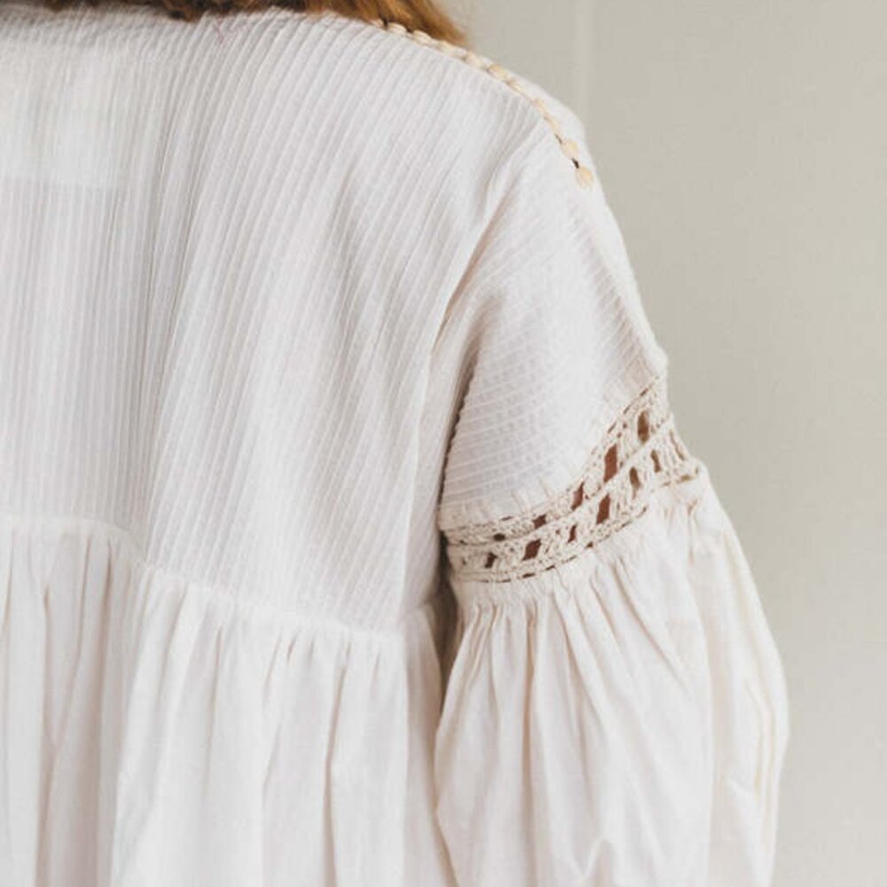 Story MFG. Mon Dress in Ecru Top Stitch - Picture 5 of 10